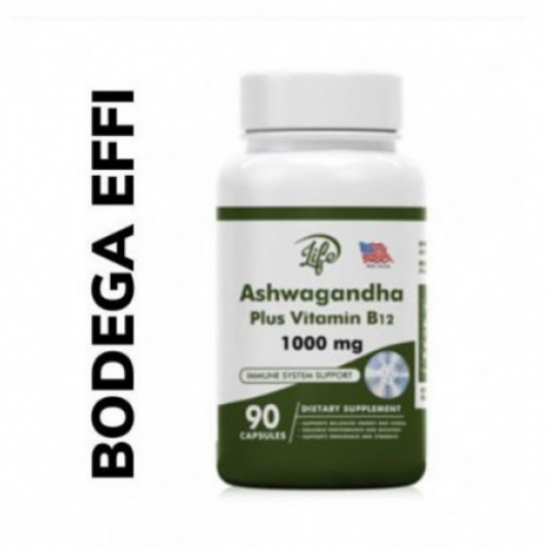 ASHAWAGANDA (BODEGA E) (GINSENG INDIO) + B12 X 90 CAPSULAS